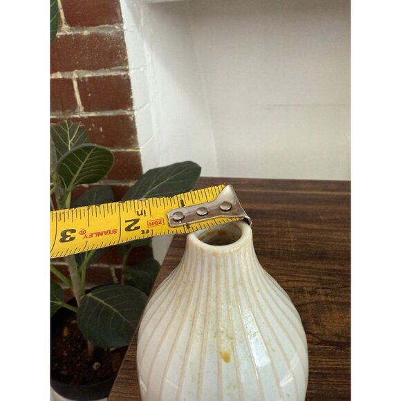 West Elm White Ceramic Vase with Pinstripe Design - Picture 7 of 7